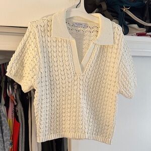 Arizona White Knit Collared Top